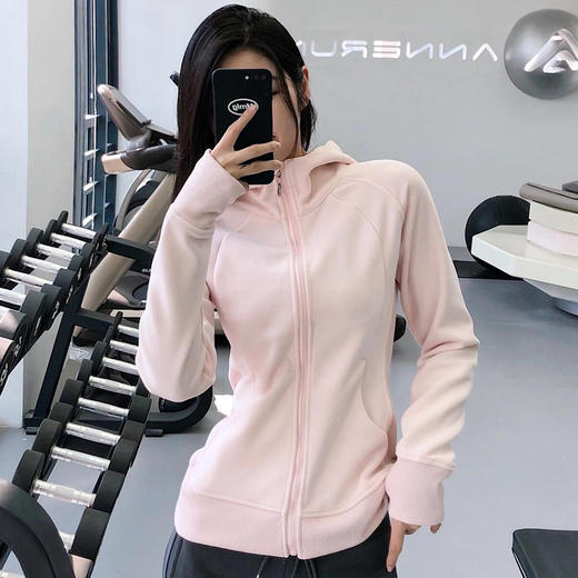 双面奥粒绒 修身立领小蛮腰外套 加绒内搭瑜伽服摇粒绒外套女2025新款秋冬季抓绒卫衣运动上衣 商品图13