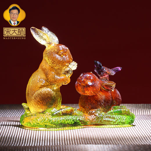 集雅轩宋韶光大师2026年新款兔 灵兔报喜 琉璃摆件礼品 商品图2