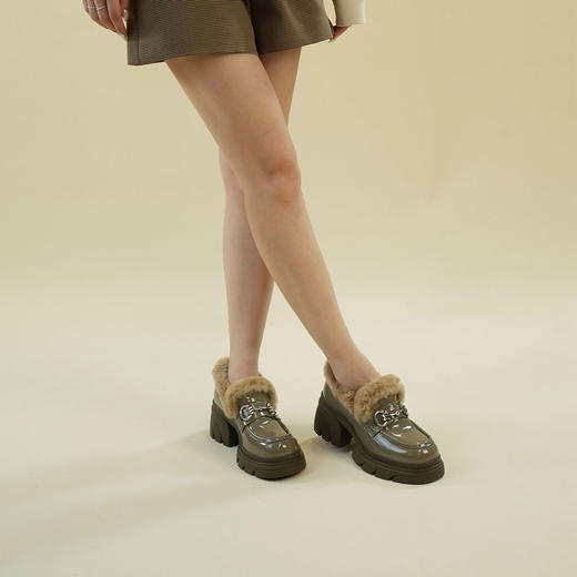 Westory2025年冬季厚底加毛乐福鞋百搭深口单鞋S25DM86061 商品图7