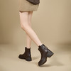 西遇圆头短靴女新款秋冬洋气法式瘦瘦靴黑色粗跟厚底切尔西靴V2257255 商品缩略图2