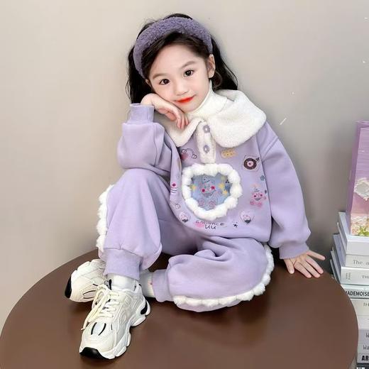 女童冬装套装 儿童加绒加厚休闲两件套洋气女宝宝 商品图2