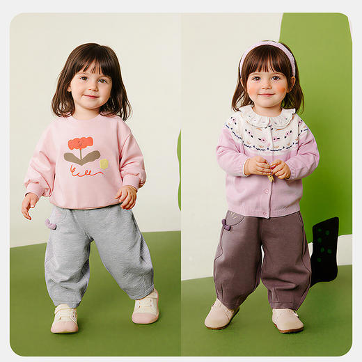 迷你巴拉女童裤子秋萌趣宽松柔软花苞裤宝宝百搭长裤 商品图2