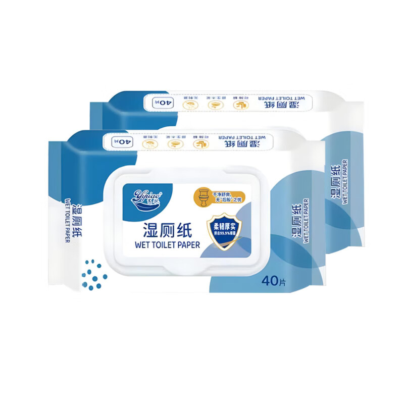 荑飘 湿厕纸可冲马桶家庭装厕所卫生湿巾厕纸40抽*2包 10123031322154