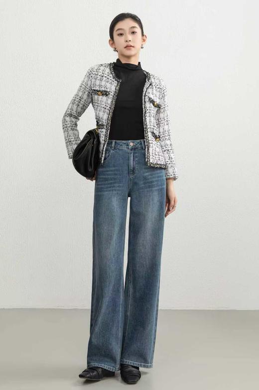  SZ3L08_蓝采和色_牛仔裤_秋季_高腰直筒阔腿宽松复古做旧_高级女装_BERNIEELEN 伯妮斯茵 商品图0