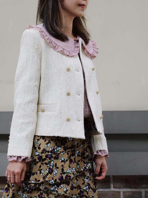 TYNVIE 象牙色纹理短款双排扣夹克 商品图4