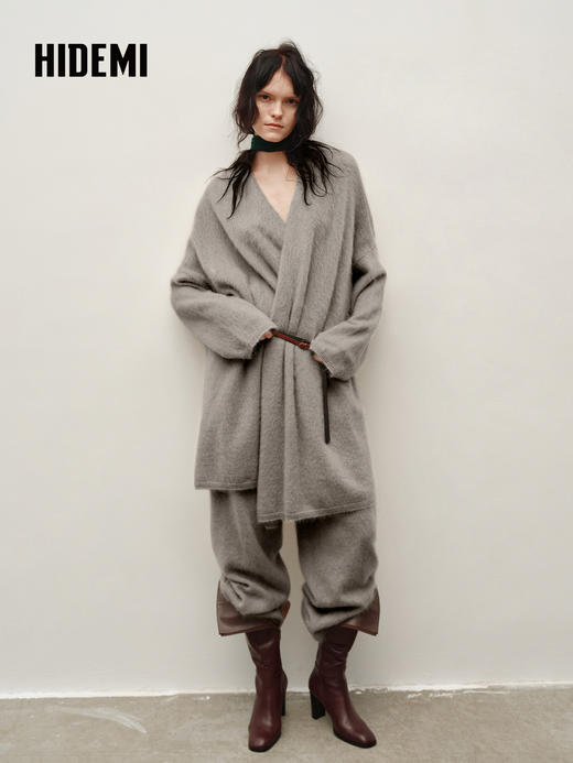 HIDEMI  藏地可溯源牦牛绒拉毛长拉绒系列大廓形慵懒浴袍外套长裤 商品图6