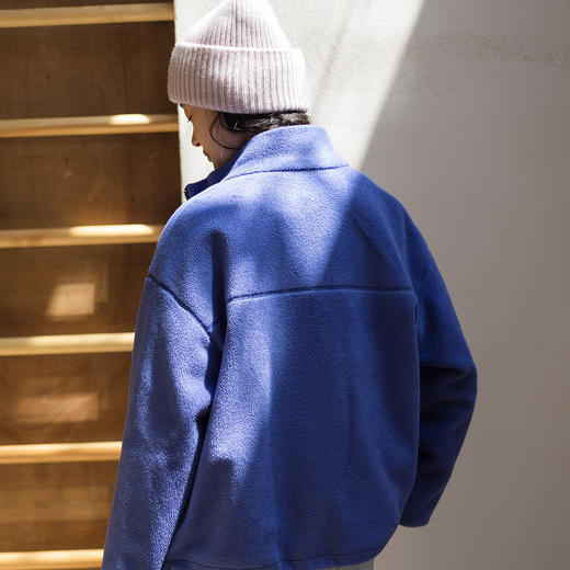 特绽放662朵/暖暖卫衣·棉针织摇粒绒立领长袖下摆抽绳开襟外套女 商品图3