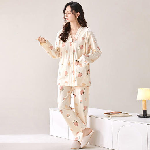 自然醒胧棉女士月子服家居服7A抗菌100%棉和服系列睡衣QH 商品图6