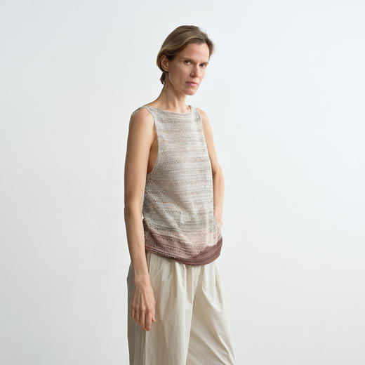 ROMI STUDIO“松弛气息”100%亚麻宽松镂空U领拼接背心 RWCRSJ3973 商品图0