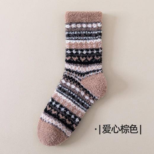 【绒绒的暖暖的！秋冬珊瑚绒袜子】 地板袜男女半边绒睡眠袜 冬季柔软加厚保暖中筒袜 商品图11