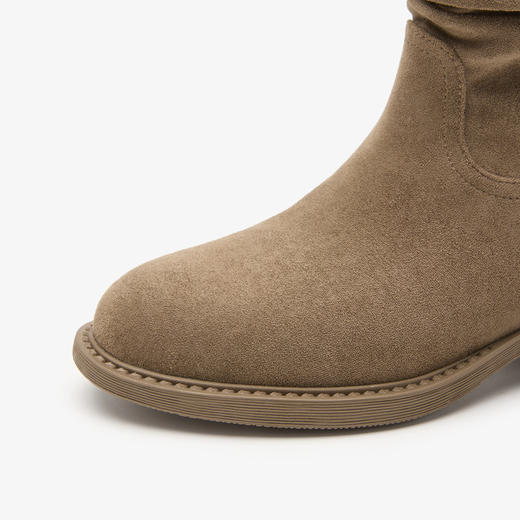 西遇西部牛仔靴女新款秋冬百搭美拉德V口堆堆靴圆头粗跟短靴V2257257 商品图5