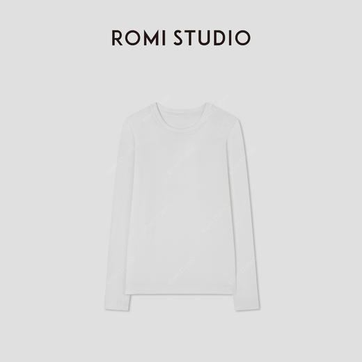 ROMI STUDIO“Clean fit”舒适纯棉白色轻柔圆领长袖T恤 RWBWSH1633 商品图2