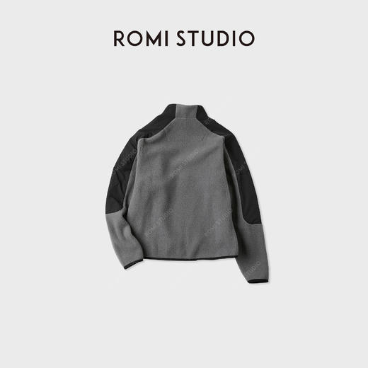 ROMI STUDIO“格雷秋意”撞色插肩日常百搭摇粒绒外套RWCAWD5641 商品图1