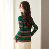 XY-75532025秋冬新款半高领彩色条纹毛衣女复古风显瘦坑条针织打底衫上衣 商品缩略图3