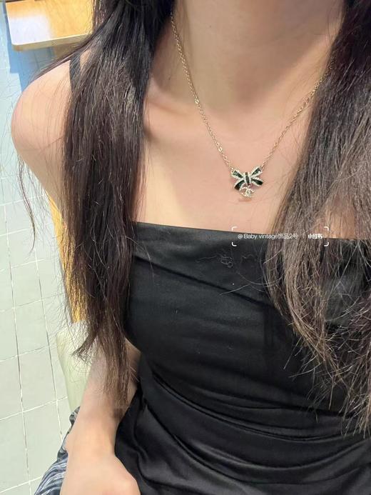 香奈儿  25B黑金幻彩珐琅蝴蝶结双C项链（XK） 商品图4
