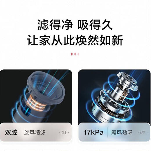 海尔（Haier）吸尘器家用客厅卧室有线手持大吸力双腔吸尘器宠物毛发清洁 【双腔旋风吸力】HZ-LE71 商品图3