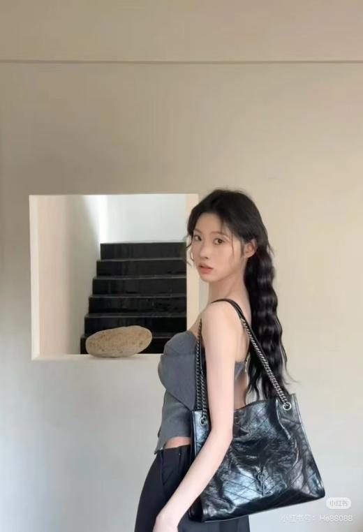 秋冬新款油蜡皮菱格链条托特包高级感大容量女包慵懒风轻奢百搭潮 商品图9