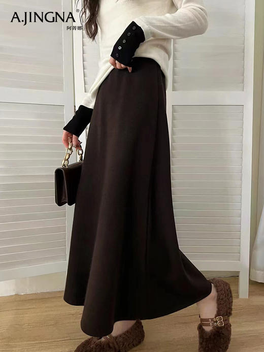 【立体有型】阿菁娜桑蚕丝羊绒A字伞裙F30D213003 商品图0