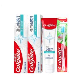 高露洁 劲白小苏打牙膏茉莉白茶120g*2支+细毛护龈牙刷1支 GJMB02001