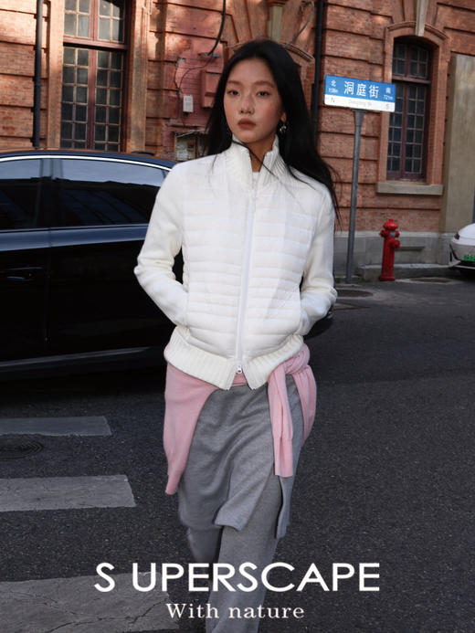 素舶 90白鸭绒保暖防风针织拼接修身显瘦排骨羽绒服短外套 商品图2