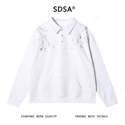 9602SDSA男士秋冬新款痞帅男装潮牌简约刺绣花卉polo领卫衣百搭时尚 商品图1