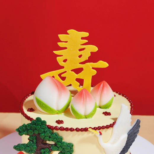 祝寿款【仙鹤献桃】1.8磅 香草奶油芒果夹心口味 商品图4