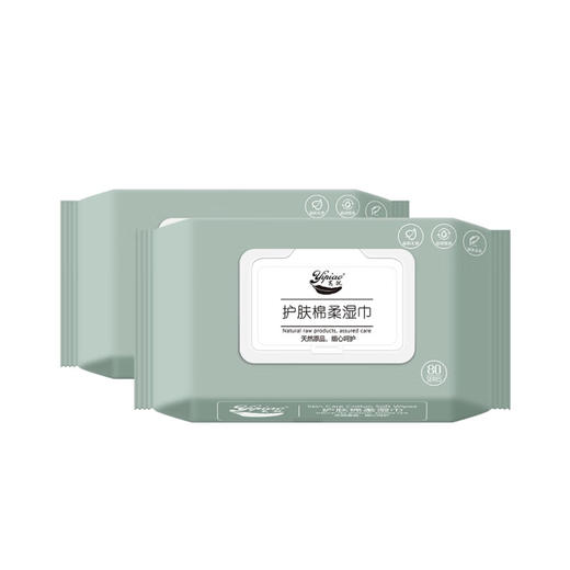 荑飘 护肤棉柔湿巾RO纯水带盖加厚湿纸巾80抽*2包 110123029811701 商品图0