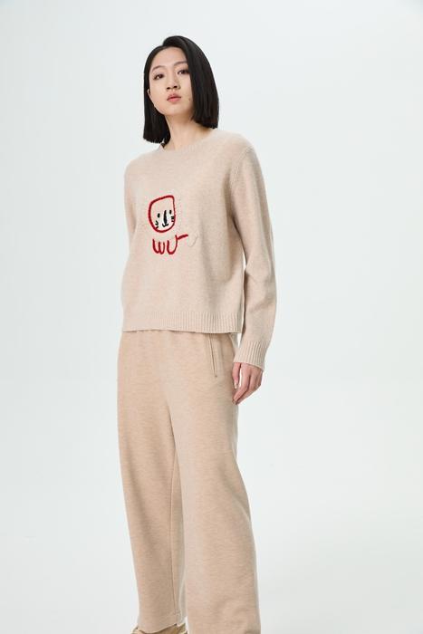 水淼2025冬新款百搭时尚休闲圆领提花柔软毛衣1358 商品图2