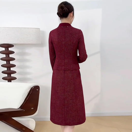 QYM 99H253-Y连衣裙妈妈装假两件时尚拼结中长款礼服裙 商品图2