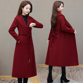 QYM 5276CL4988时尚双面呢子毛呢外套休闲中长款外套