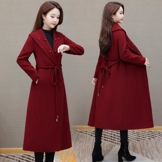 QYM 5276CL4988时尚双面呢子毛呢外套休闲中长款外套 商品图0