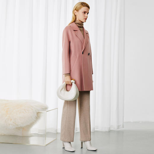 EITIE爱特爱高级感气质翻领收腰显瘦羊毛羊绒毛呢大衣冬季新款8014717 商品图1