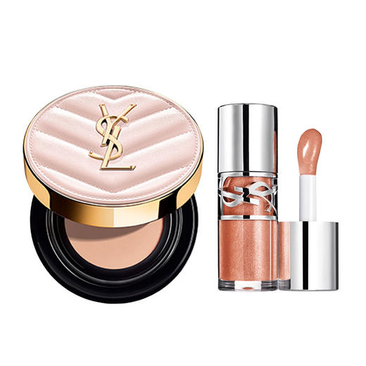 YSL/圣罗兰两件礼盒 （黑色皮革气垫/粉色皮革气垫B10#/B20#+ 啵啵唇冻05号/04号  ） 礼盒装带礼品袋 商品图7