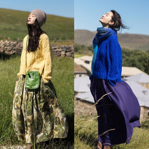 特绽放653朵/麻花毛衣·走锭全羊毛绞花粗棒针落肩套头毛衣女新款 商品图2