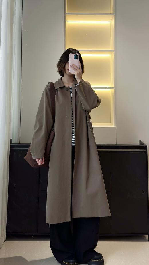 拉夏贝尔/La Chapelle极简高级翻领风衣早秋韩版休闲宽松廓形大衣中长款 商品图6