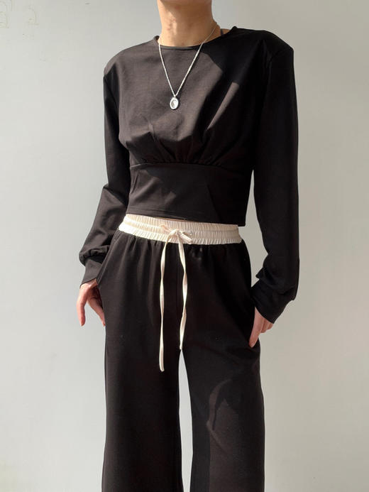 SIJIA｜AW2550 黑色围巾收腰卫衣 商品图8