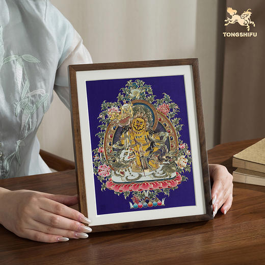 铜师傅 手工錾刻 铜雕画《财宝天王（桌面）》客厅桌面装饰画 商品图4