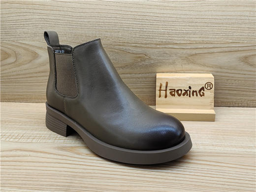 2024豪行冬款专柜正品真皮短靴时尚舒适百搭低跟女单靴24438291 商品图1