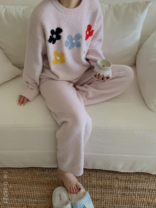 云朵软绵绵~浪漫花开秋冬加厚半边绒羽毛纱睡衣套装 可爱甜美家居服女 商品图5