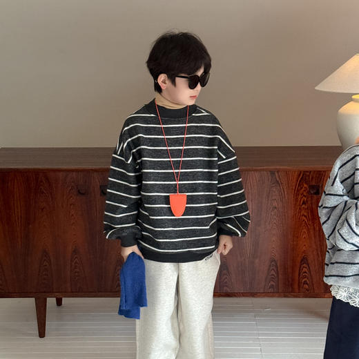 【YW】无忧购儿童条纹毛衣秋冬韩版加厚圆领休闲百搭上衣2025D23（截单后3-5天发货) 商品图5