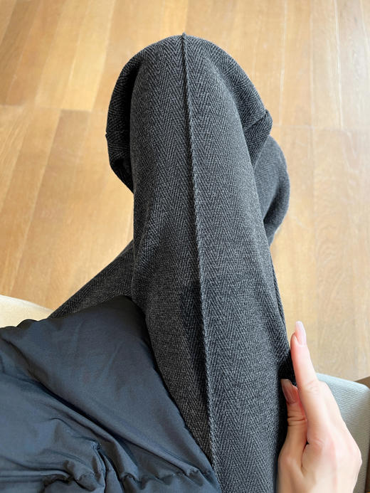 现货【YW】无忧购 人字纹松紧腰中线柔软舒适加绒阔腿裤Z775（截单后7天发货) 商品图4