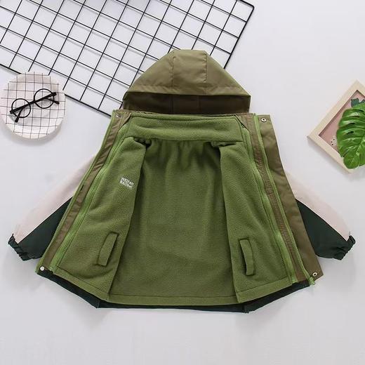 秋冬款男童冲锋衣三合一可拆卸防风加厚保暖中大童休闲连帽外套 商品图2