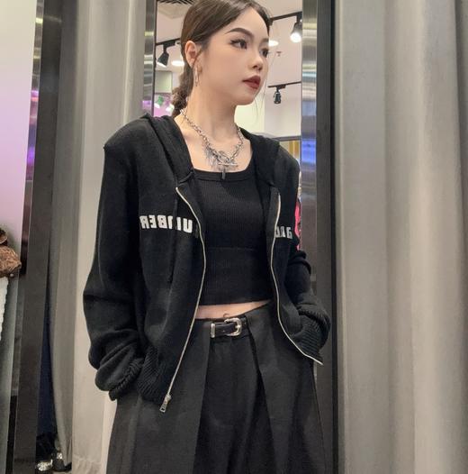 NC连帽印字母长袖毛织衫50627（黑）秋季153011560321 商品图0