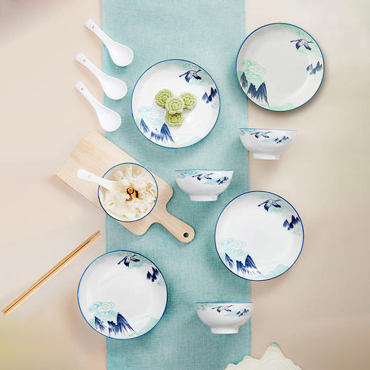 高颜值餐具礼盒 | 共禾京品鹤翔云天22头中国风餐具套装 商品图7