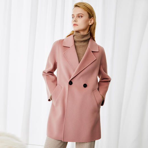 EITIE爱特爱高级感气质翻领收腰显瘦羊毛羊绒毛呢大衣冬季新款8014717 商品图3