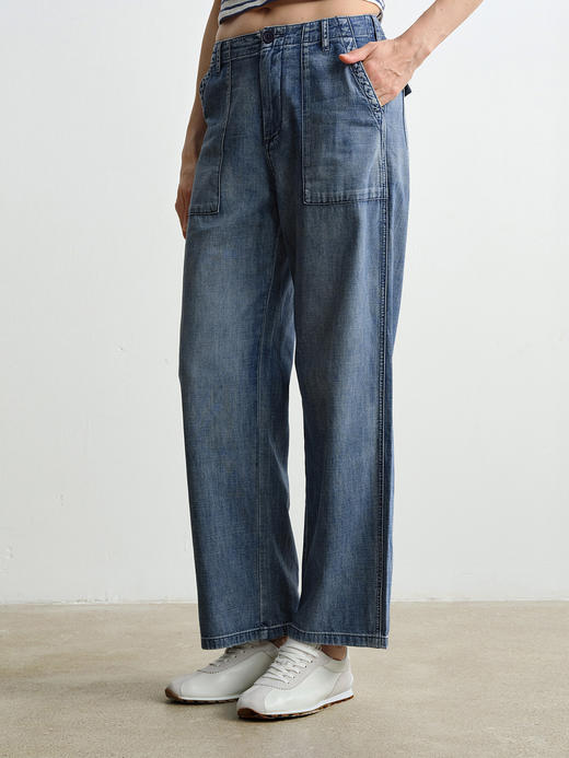 ROMI STUDIO“简约复古”舒适纯棉中低腰工装直筒牛仔裤 RWCSXD3088 商品图2