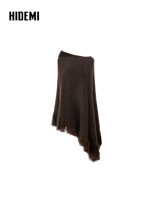 HIDEMI 大秀款藏地可溯源牦牛绒拉毛长拉绒系列流苏不对称加厚大斗篷针织毛衣双层双面加厚外套 商品图13