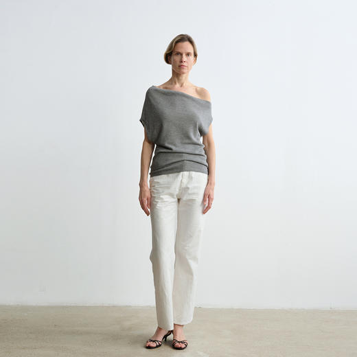 ROMI STUDIO“Clean fit”亚麻棉混纺经典老钱九分微喇裤RWCSXD2538 商品图2