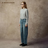 Famecoco复古做旧水洗牛仔裤宽松薄绒哈伦裤FAC8GA036 商品缩略图4
