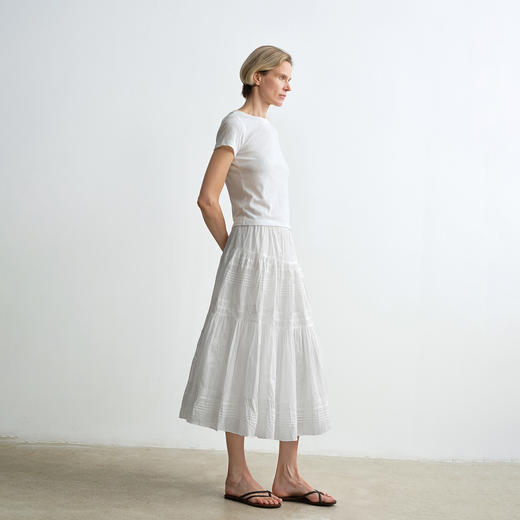 ROMI STUDIO“清新优雅”重工绣花白色全棉轻薄半身裙 RWCRXJ3005 商品图0